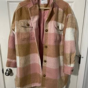 (NEW) Large Old Navy Women’s Pink Plaid Shacket